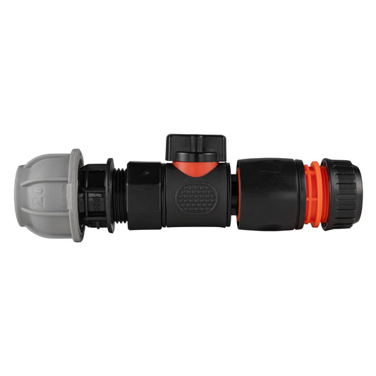 20mm MDPE Straight with BSPF-Quick Connect Valve & Hose Connector Black-0