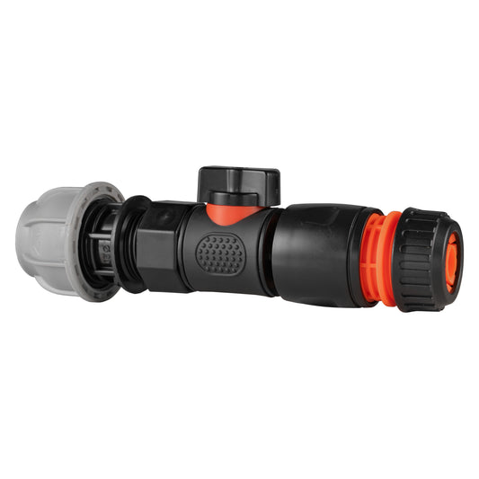 20mm MDPE Straight with BSPF-Quick Connect Valve & Hose Connector Black-1