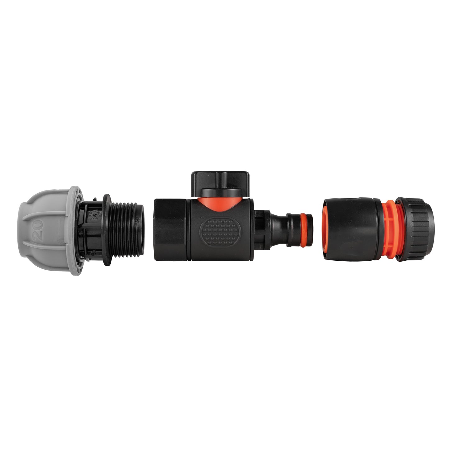 20mm MDPE Straight with BSPF-Quick Connect Valve & Hose Connector Black-3