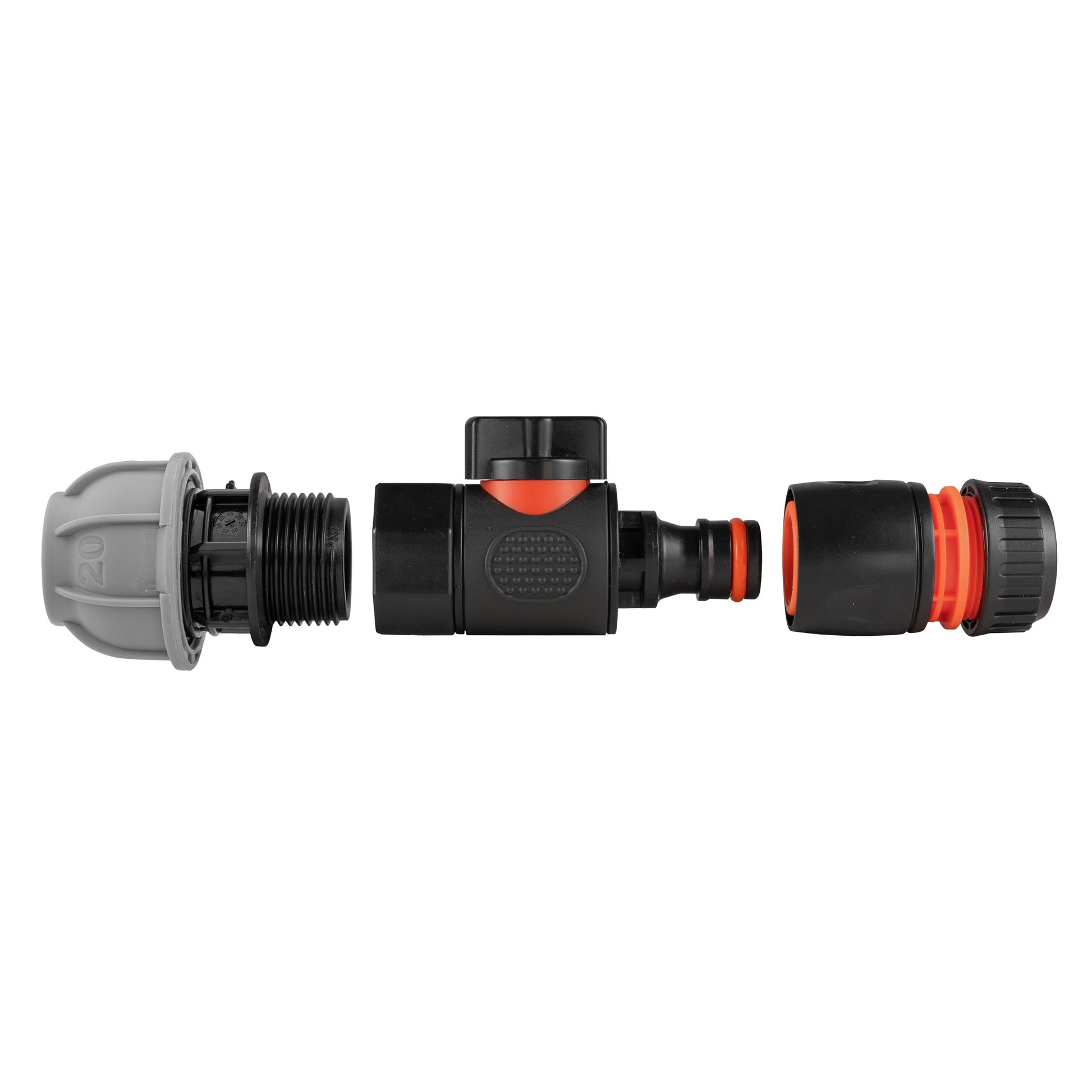 20mm MDPE Straight with BSPF-Quick Connect Valve & Hose Connector Black-3